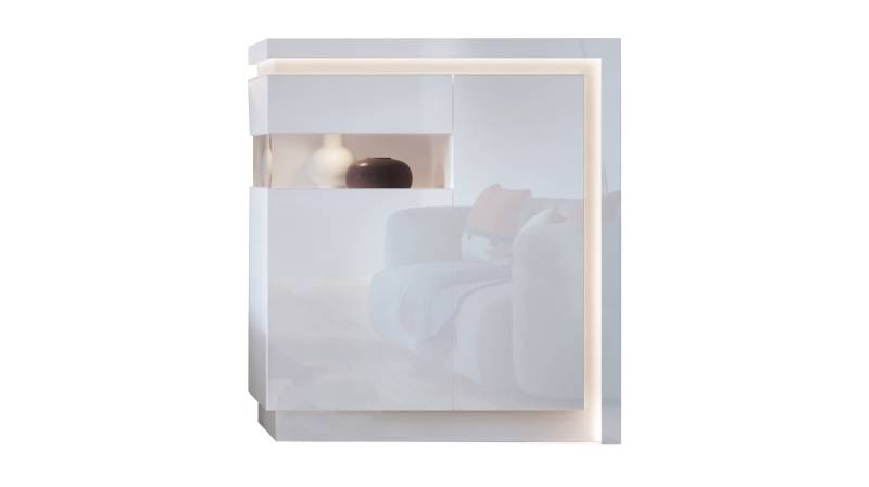 Highboard mit Beleuchtung weiß Hochglanz 108 cm - LYON von Die Möbelfundgrube