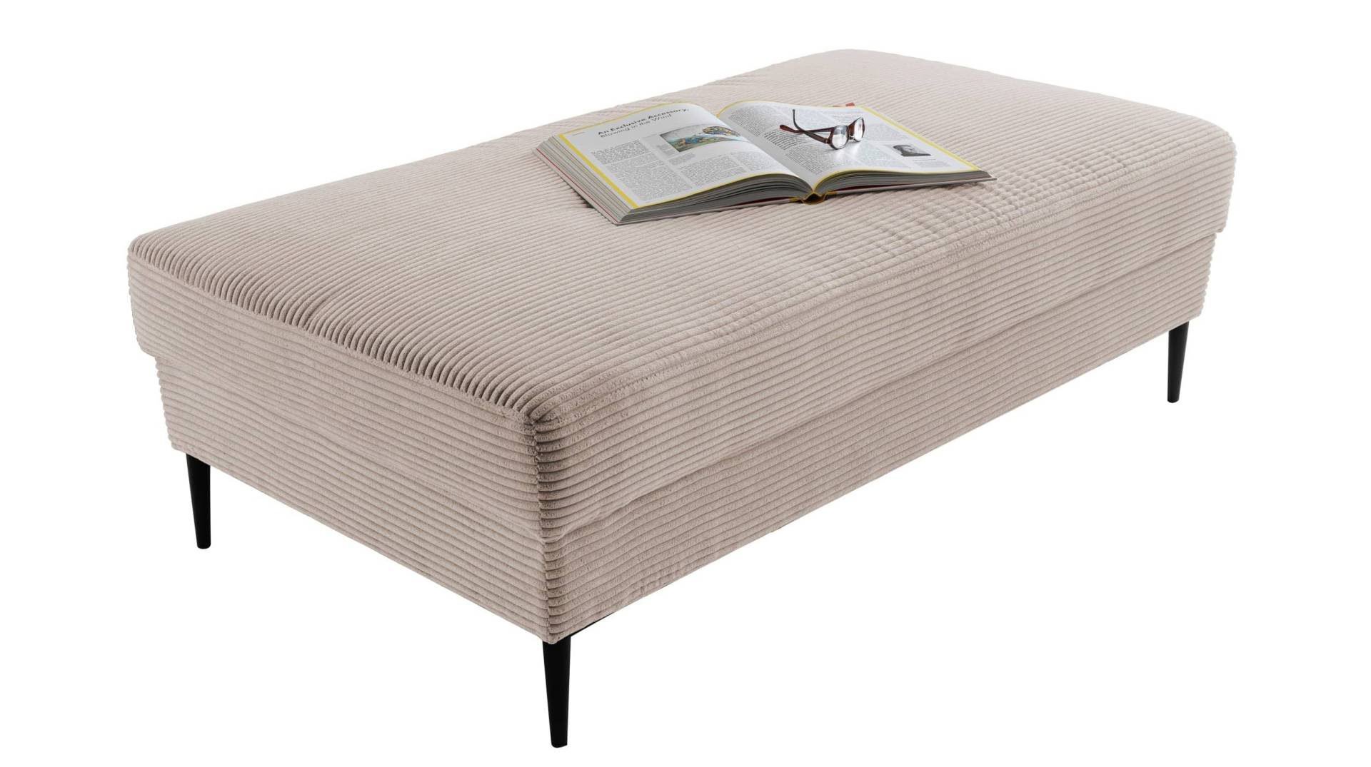 Hocker Sitzhocker 140 x 75 cm Cordbezug beige - SUMMER von Die Möbelfundgrube