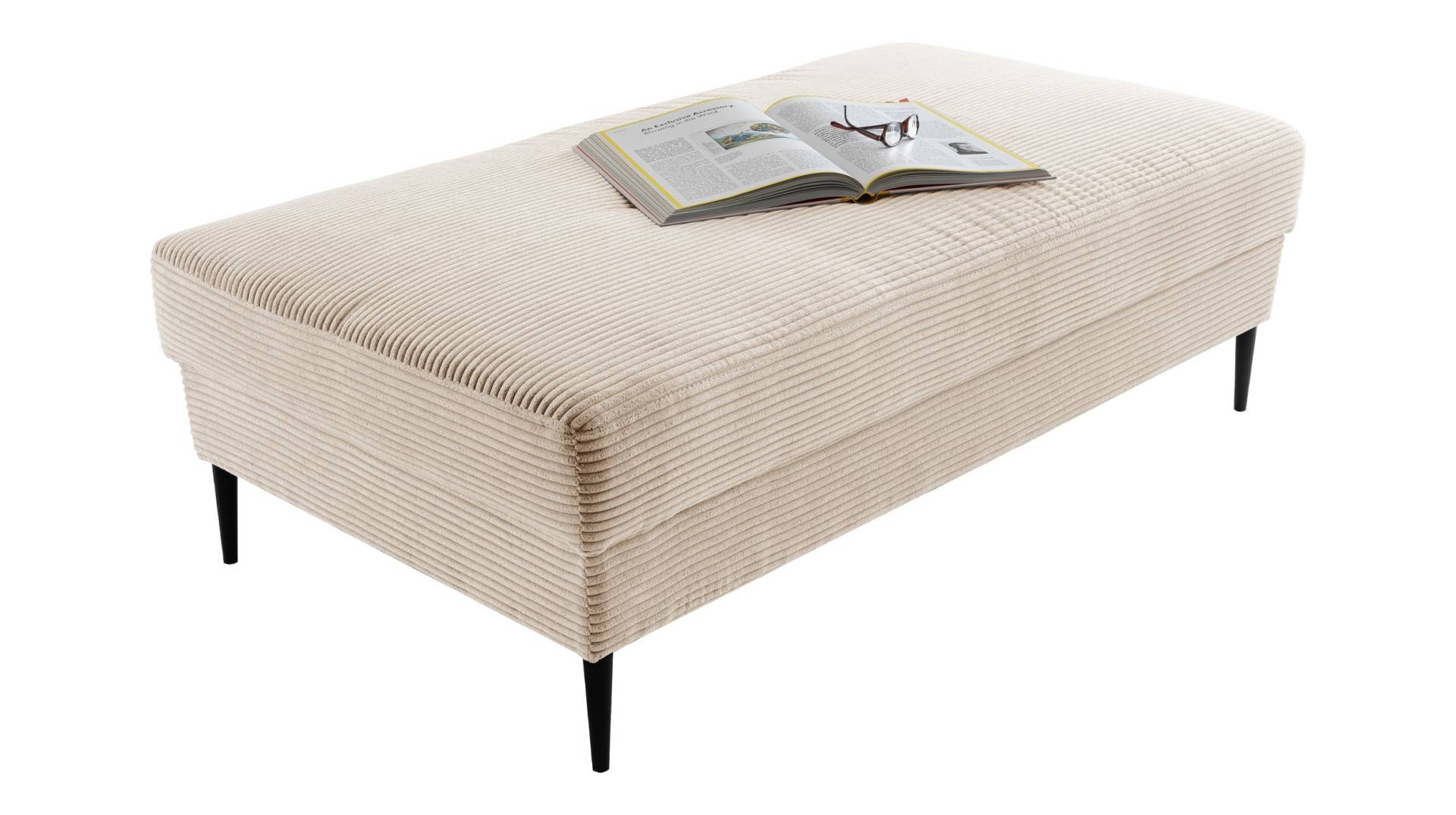 Hocker Sitzhocker 140 x 75 cm Cordbezug creme - SUMMER von Die Möbelfundgrube