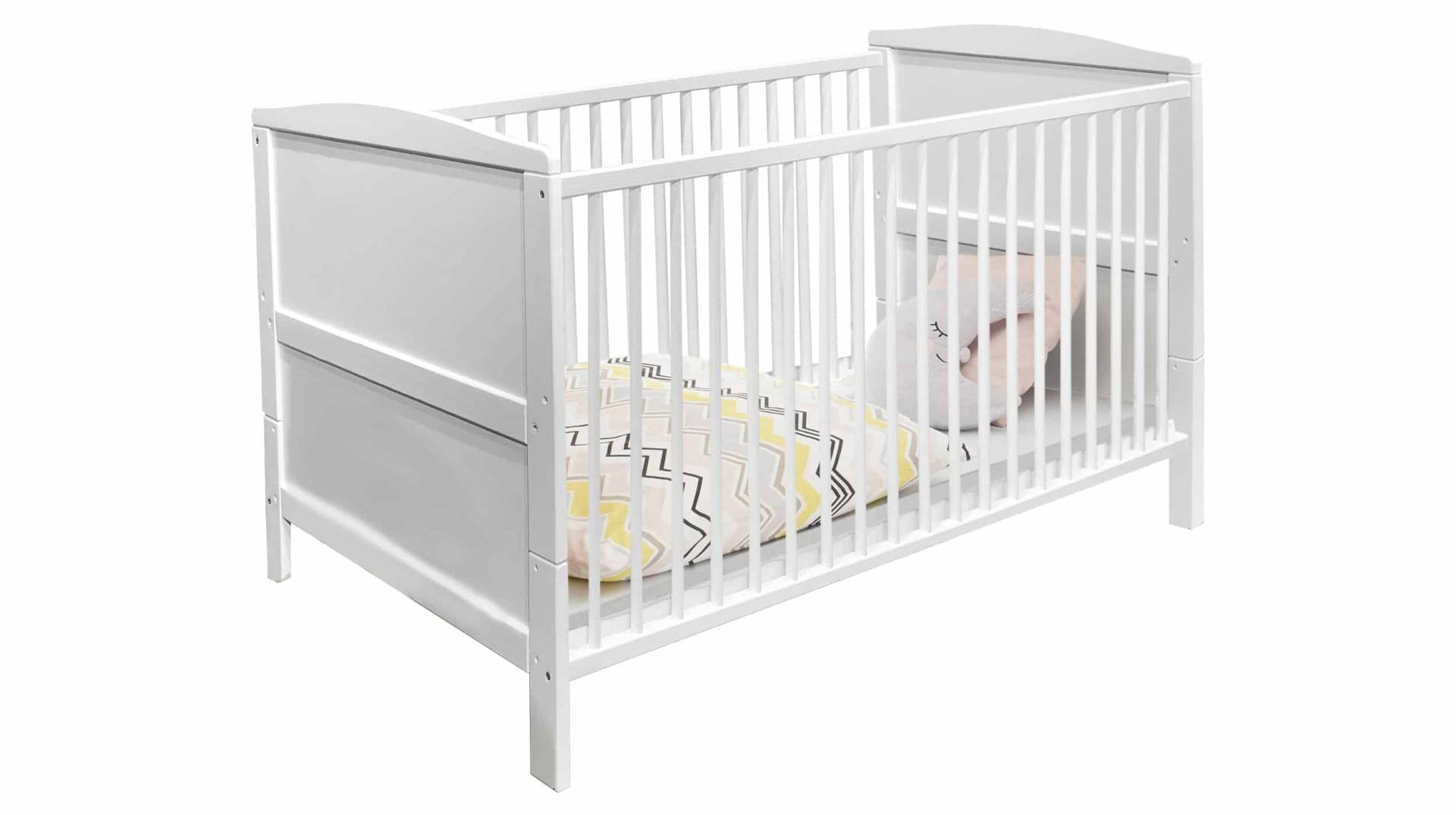 Kinderbett Babybett 70 x 140 cm weiß massive Kiefer - COSIMA von Die Möbelfundgrube