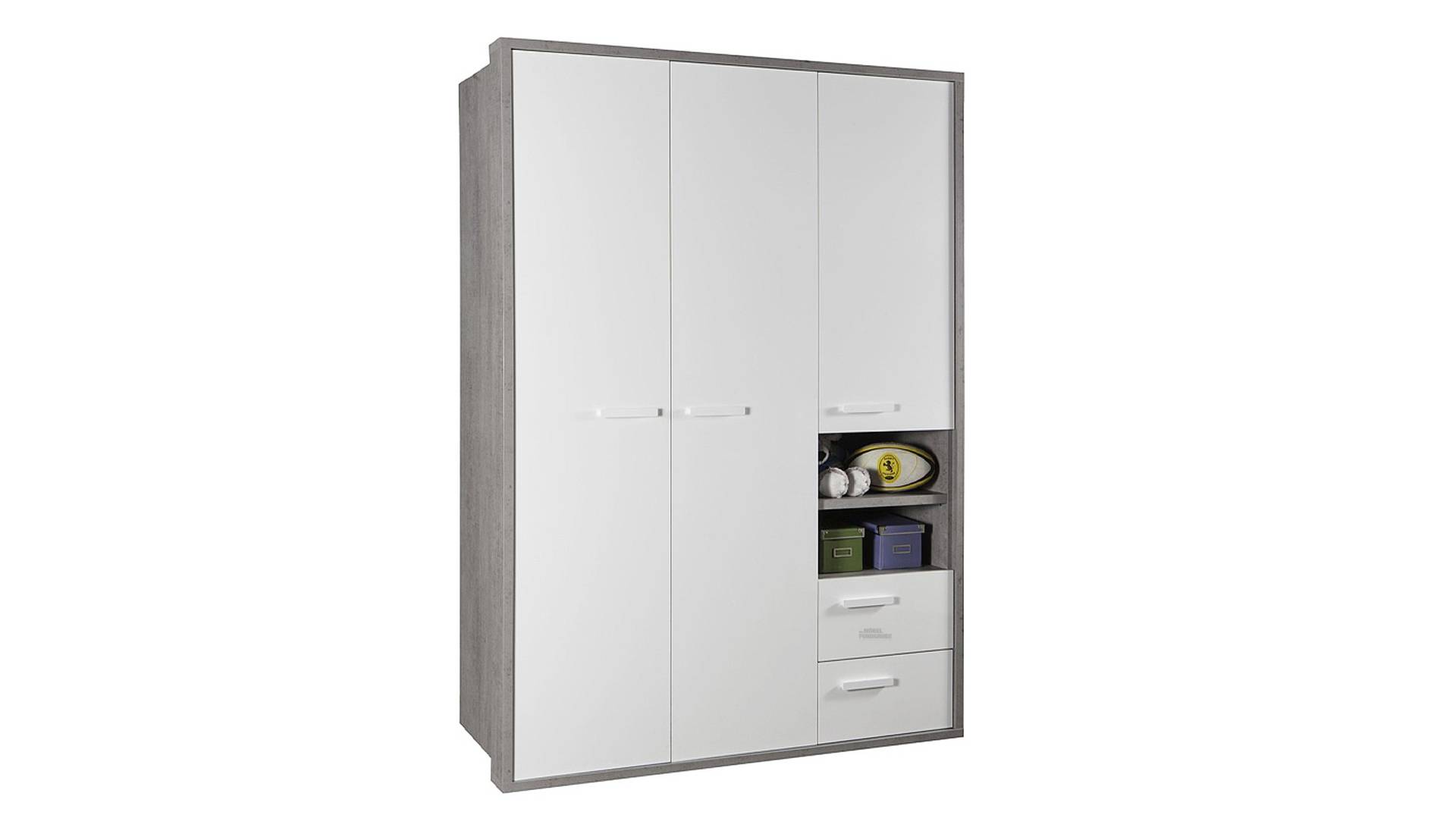 Kleiderschrank Betonoptik - weiß 154 cm - MIPIACE von Die Möbelfundgrube