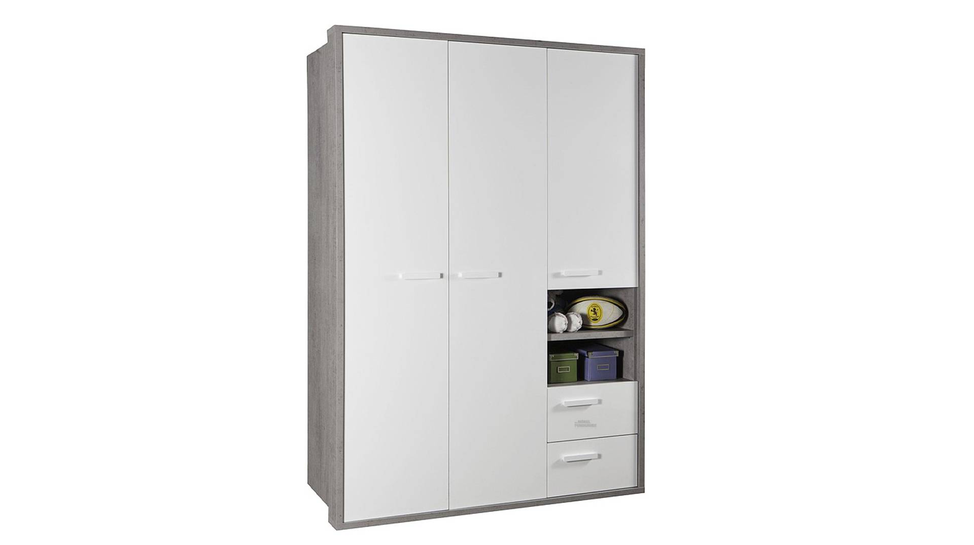 Kleiderschrank betonoptik - weiß - 154 cm - MIPIACE von Die Möbelfundgrube