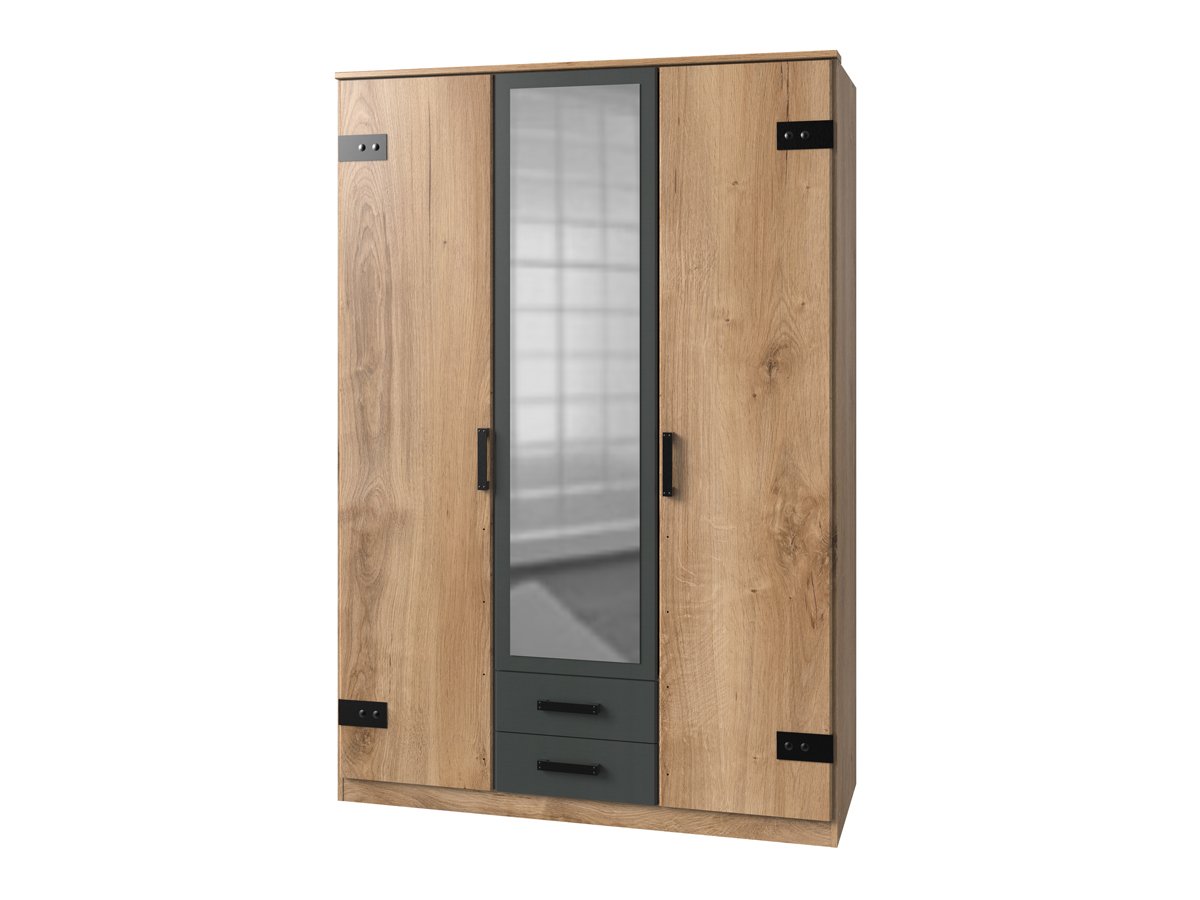 Kleiderschrank mit Spiegel Plankeneiche - graphit - 135 cm LIVERPOOL Kleiderschrank mit Spiegel Plankeneiche - graphit - 135 cm LIVERPOOL von Die Möbelfundgrube