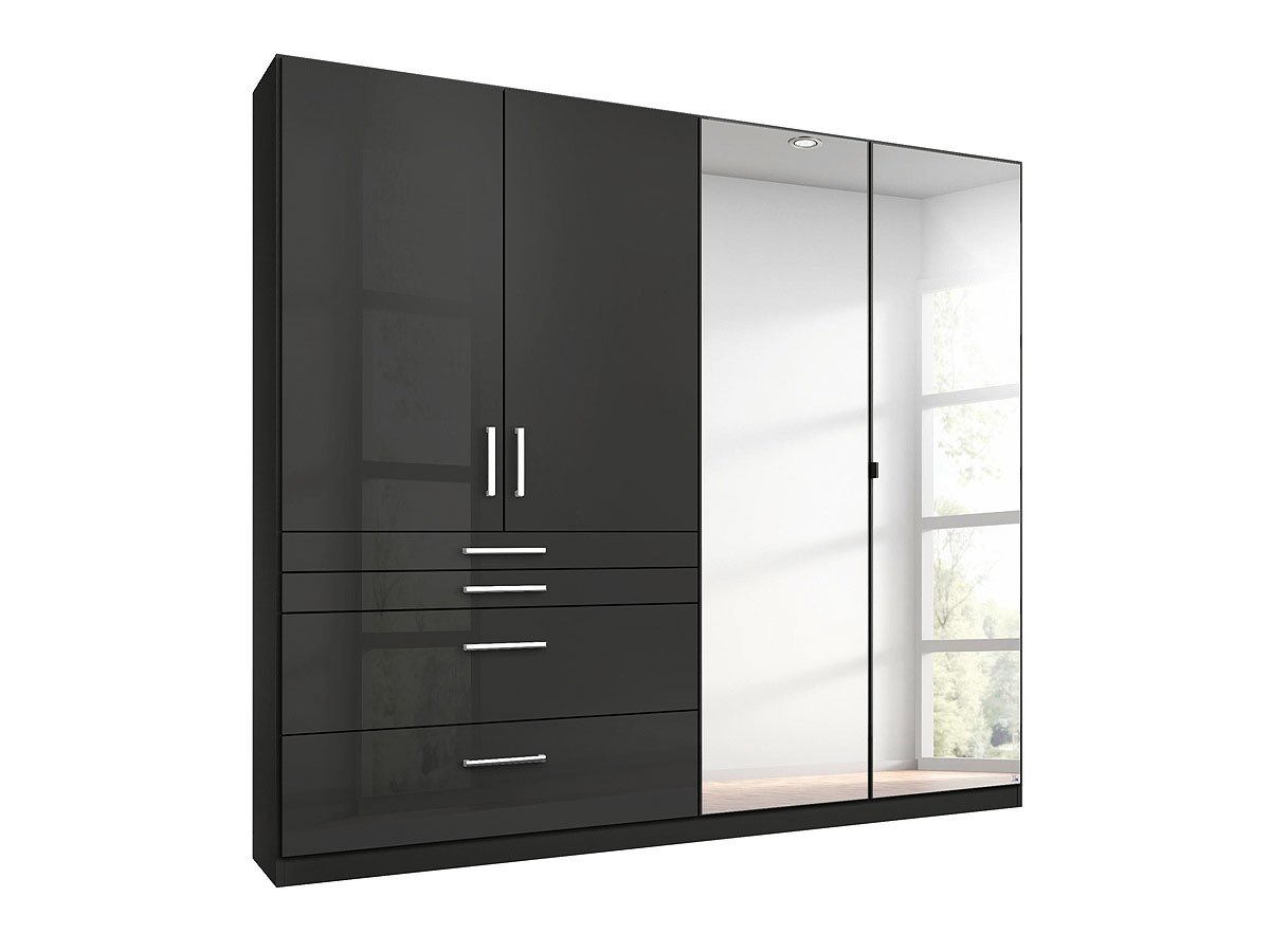 Kleiderschrank grau-metallic hochglanz 181 cm - HOMBURG von Die Möbelfundgrube