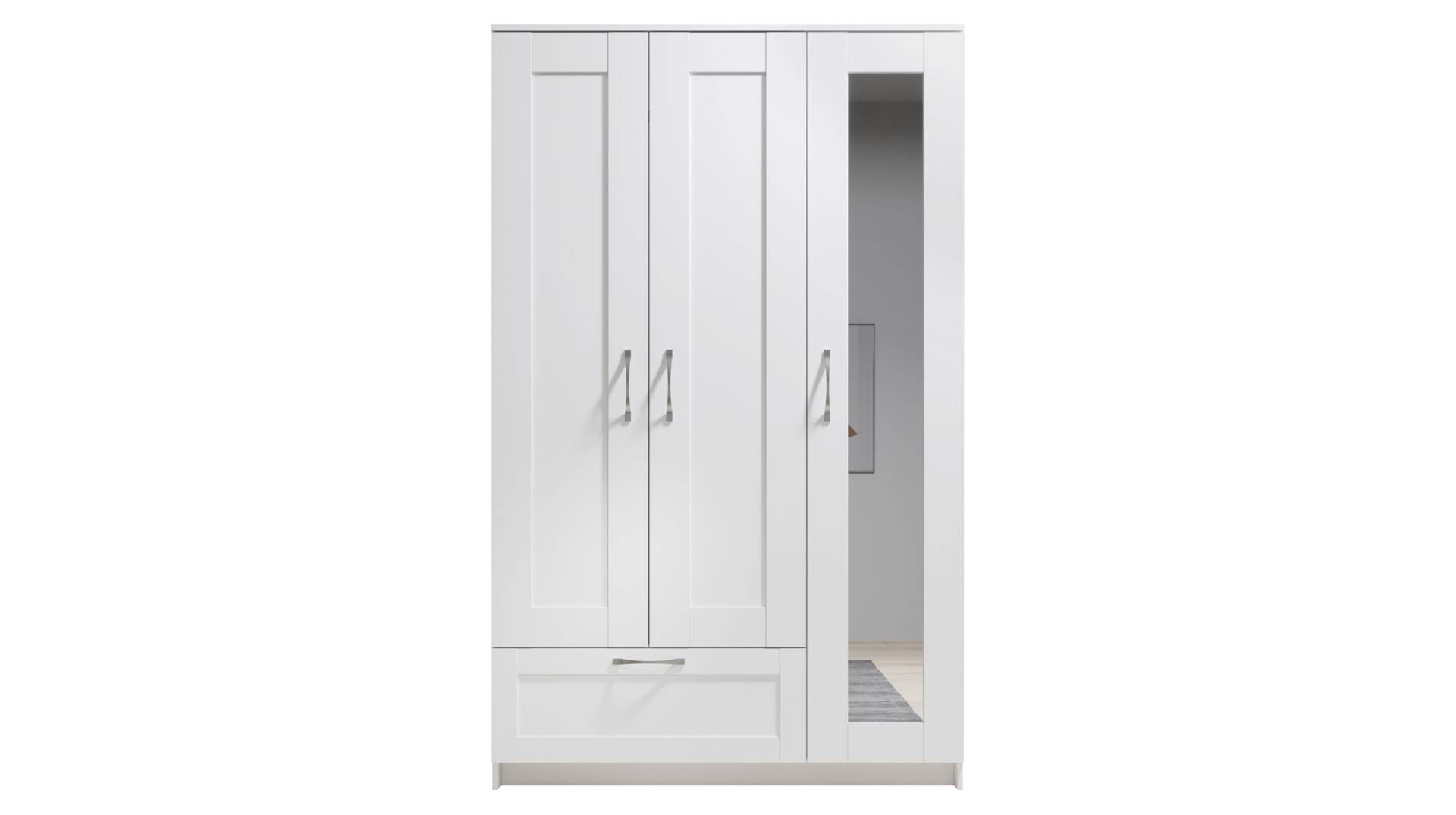 Kleiderschrank mit Spiegel - weiß - 117 cm - SALIAS von Die Möbelfundgrube
