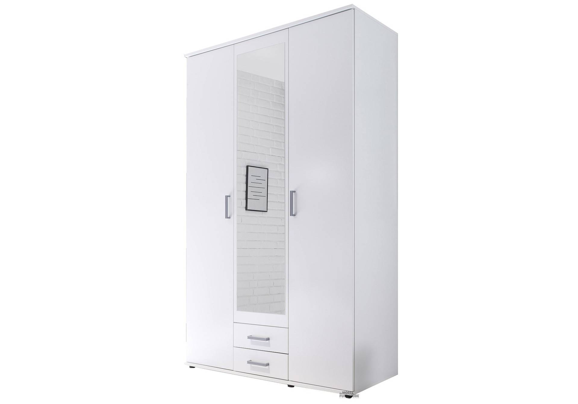 Kleiderschrank mit Spiegel - weiß - 120 cm - KARL von Die Möbelfundgrube