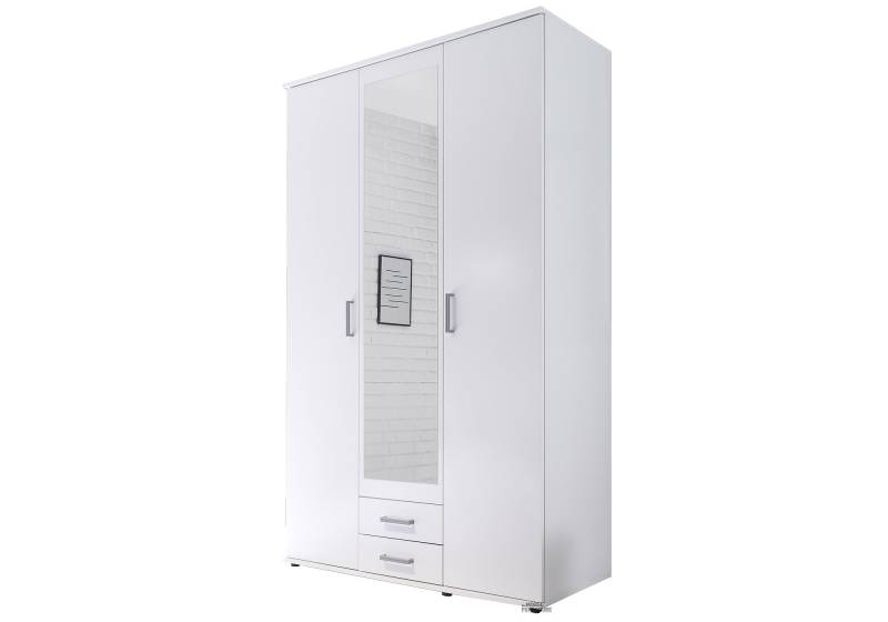 Kleiderschrank mit Spiegel - weiß - 120 cm - KARL von Die Möbelfundgrube