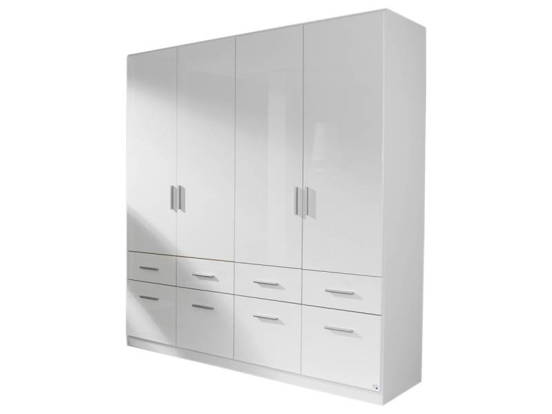 Kleiderschrank weiß hochglanz - rauch - 181 cm - CELLE von Die Möbelfundgrube