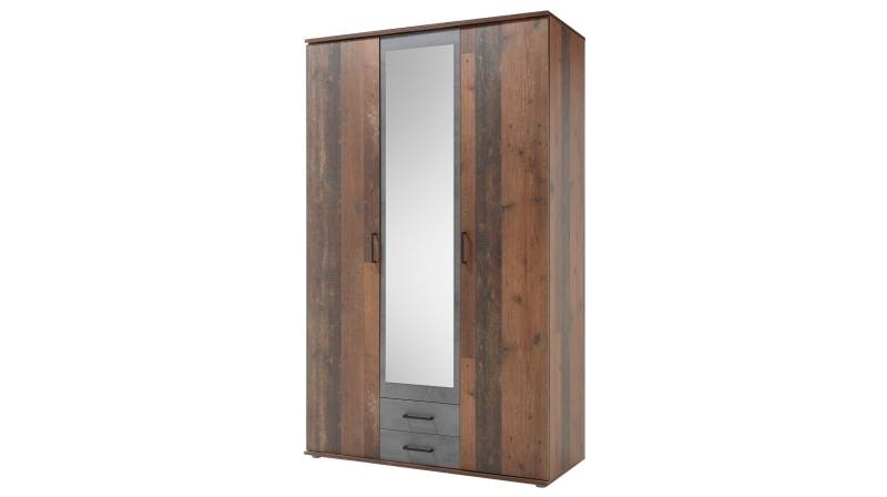 Kleiderschrank mit Spiegel - Old Style - grau - 120 cm - CHICAGO von Die Möbelfundgrube