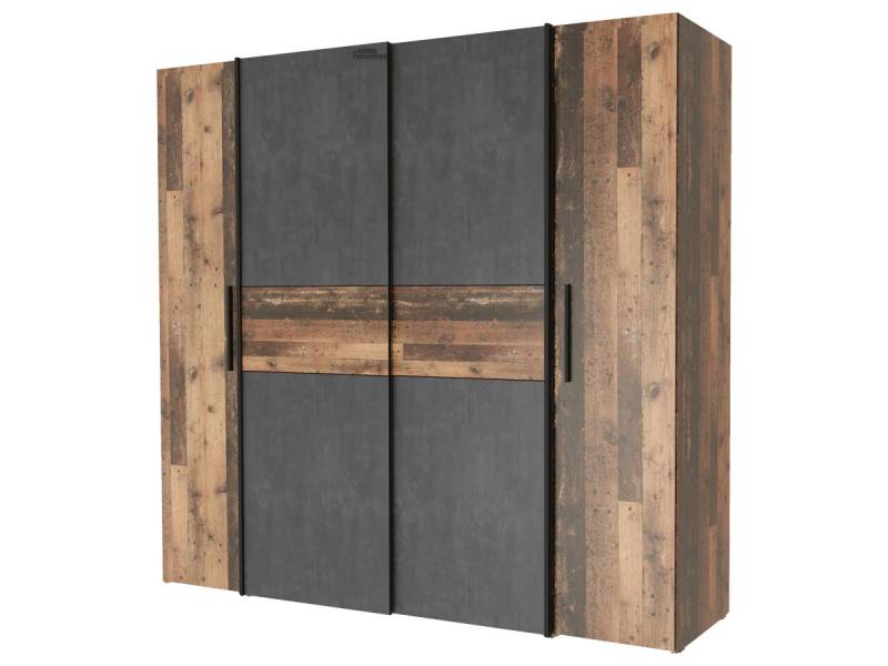 Kleiderschrank Old Wood - grau - 200 cm - KALIXTUS von Die Möbelfundgrube