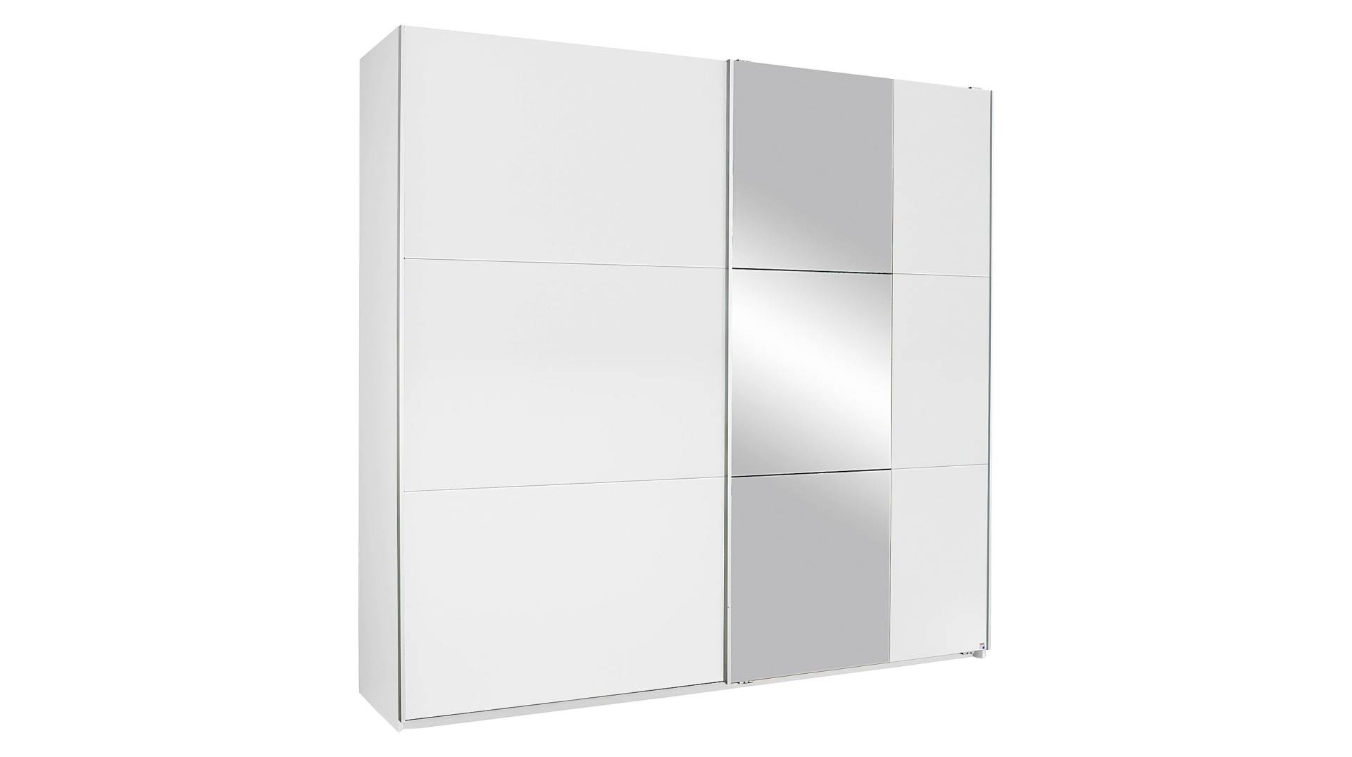 Schwebetürenschrank weiß Spiegel 218 cm - rauch - KRONACH von Die Möbelfundgrube