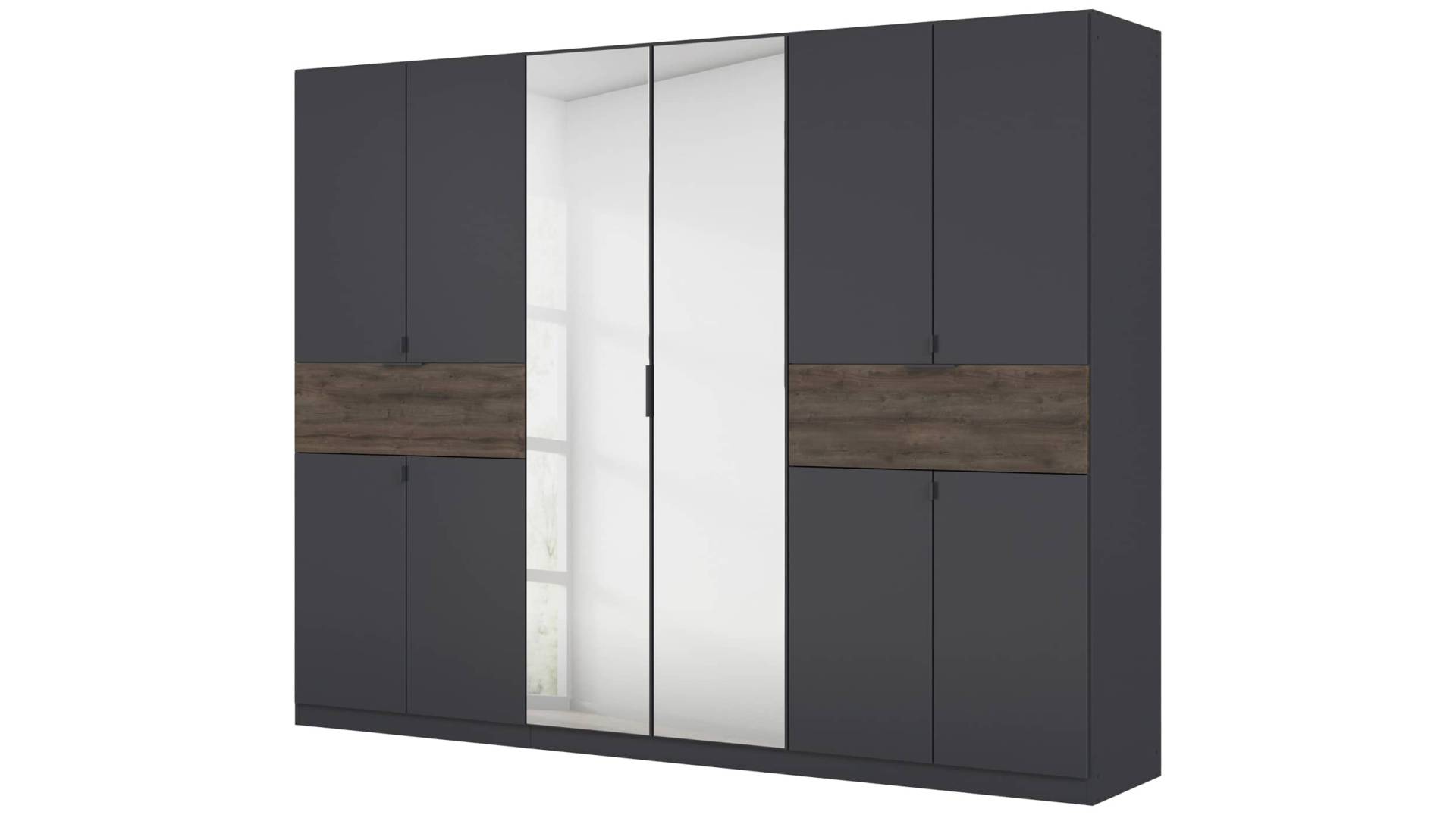 Kleiderschrank Spiegel 271 cm grau-metallic - Eiche - TICAO von Die Möbelfundgrube