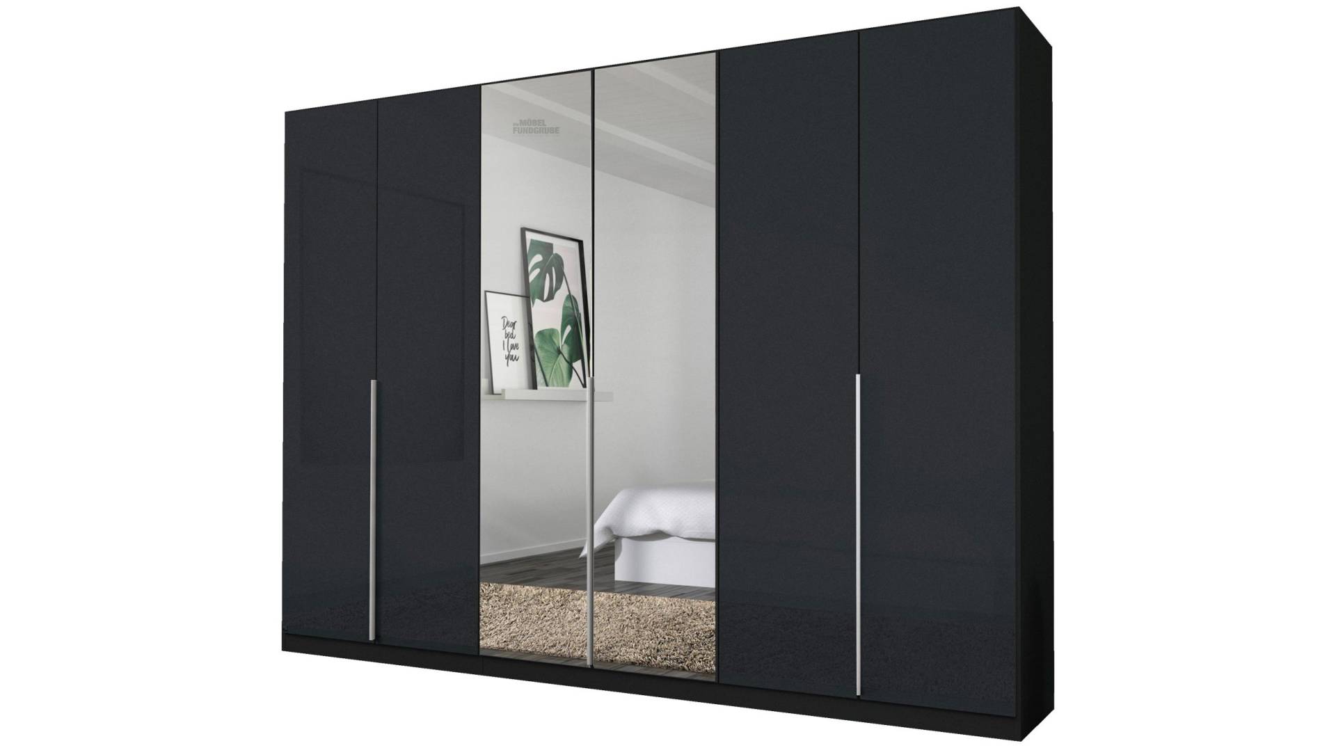 Kleiderschrank grau metallic 271 cm 6-türig - ALABAMA von Die Möbelfundgrube