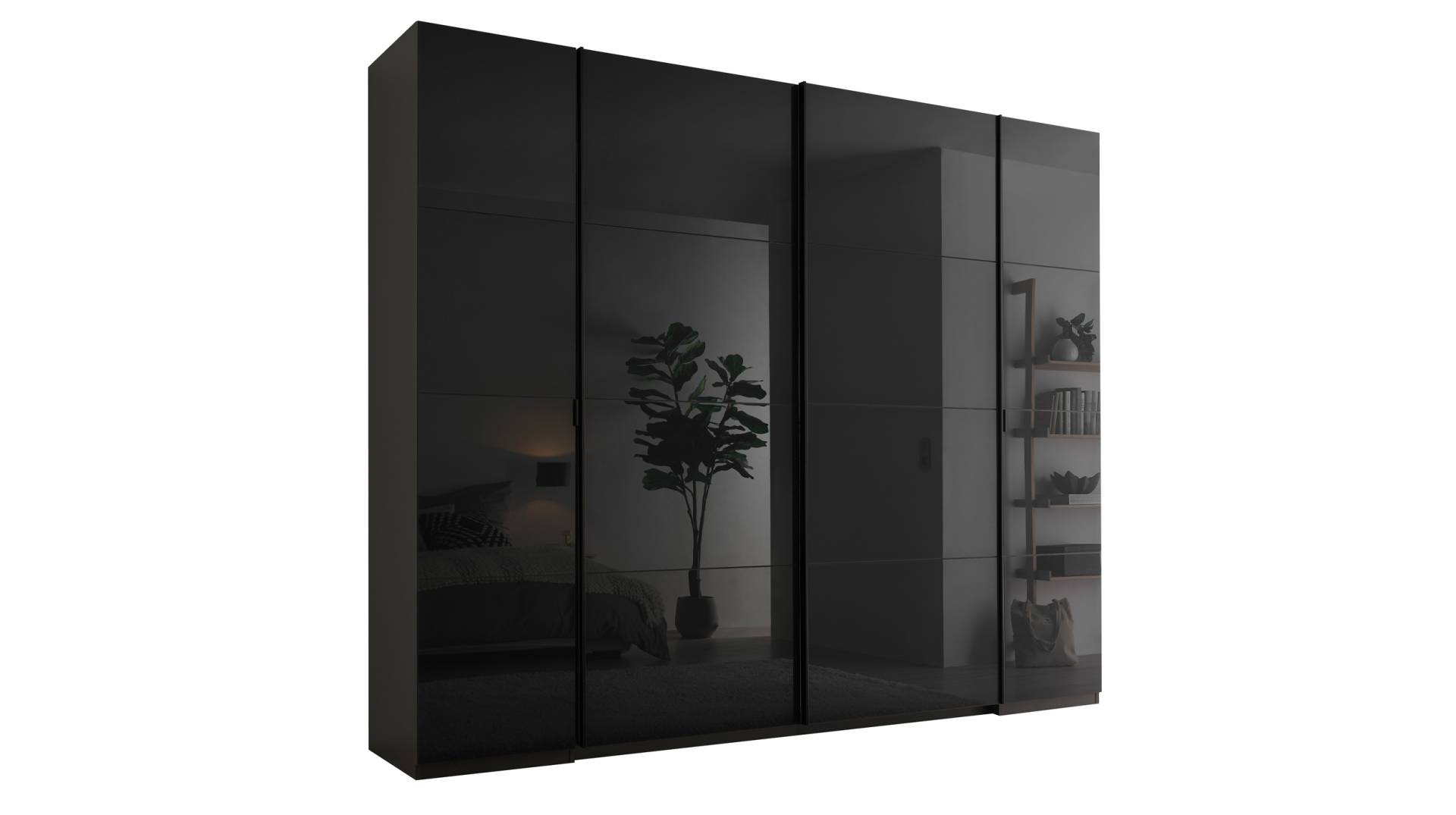 Kleiderschrank graphit 267 cm 4-türig - Glasfront - MUFO von Die Möbelfundgrube