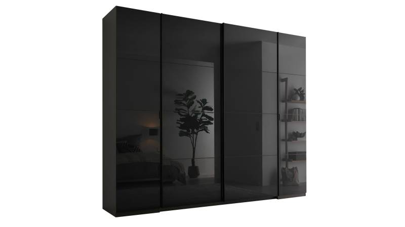 Kleiderschrank graphit 267 cm 4-türig - Glasfront - MUFO von Die Möbelfundgrube