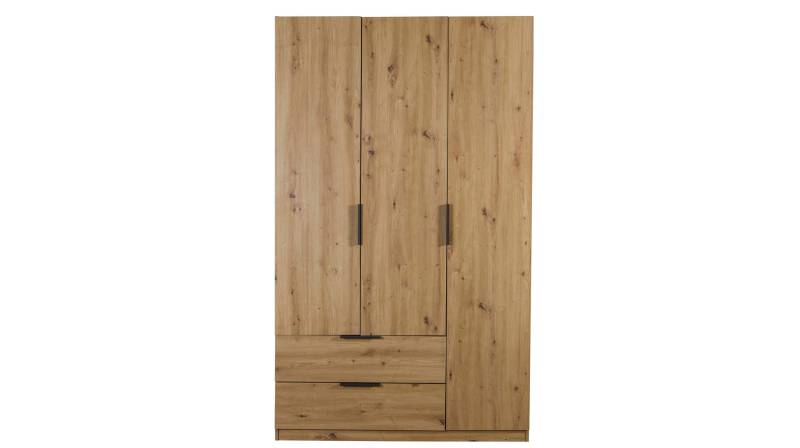 Kleiderschrank mit Schubladen 3-türig Eiche 122 cm - ESPRESSO von Die Möbelfundgrube