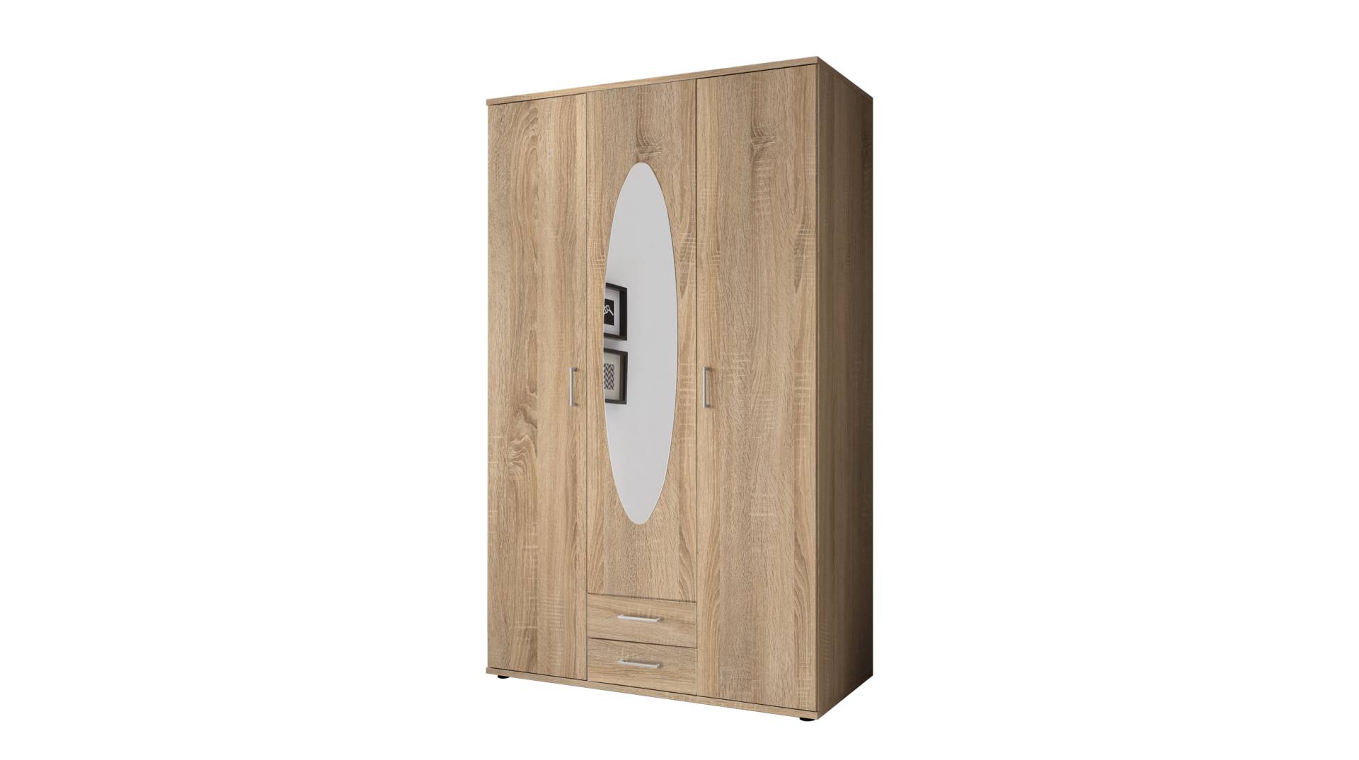 Kleiderschrank mit Spiegel 120 cm Sonoma Eiche - 3-türig - PAUL Kleiderschrank mit Spiegel 120 cm Sonoma Eiche - 3-türig - PAUL von Die Möbelfundgrube