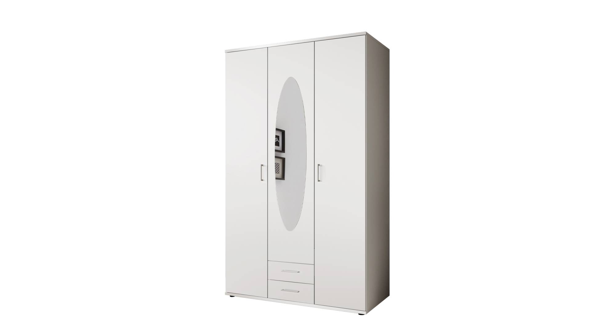 Kleiderschrank mit Spiegel 120 cm weiß - 3-türig - PAUL Kleiderschrank mit Spiegel 120 cm weiß - 3-türig - PAUL von Die Möbelfundgrube