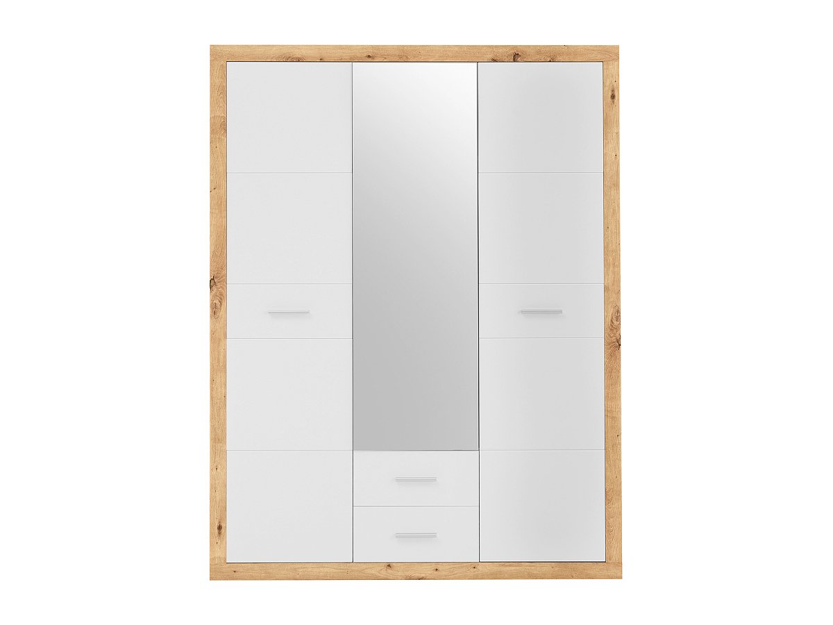 Kleiderschrank mit Spiegel Artisan Eiche - weiß 151 cm - STONE von Die Möbelfundgrube