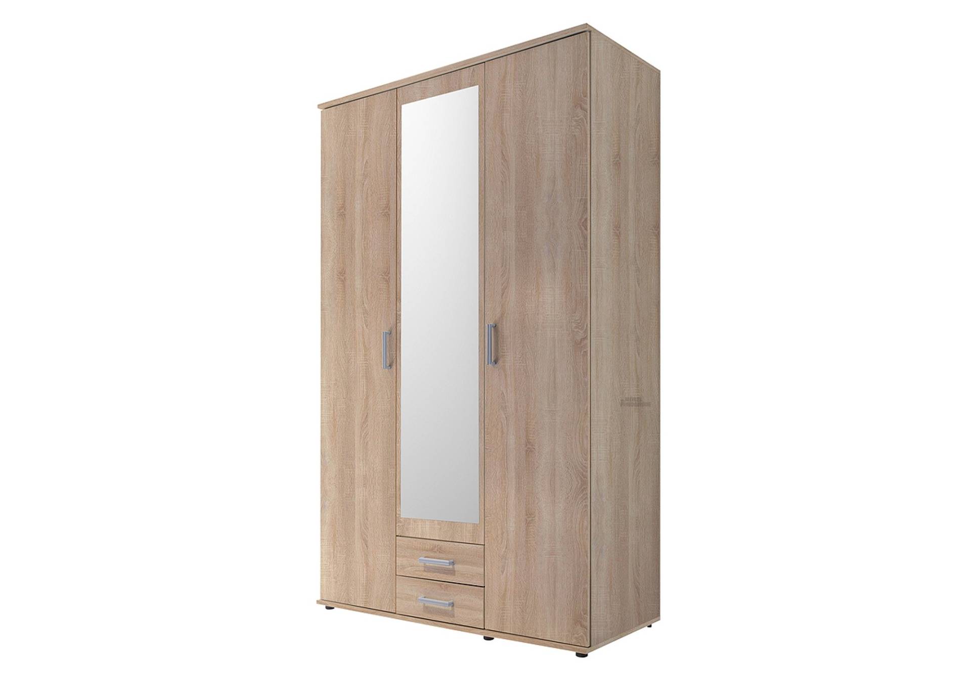 Kleiderschrank mit Spiegel Sonoma Eiche 120 cm - KARL von Die Möbelfundgrube