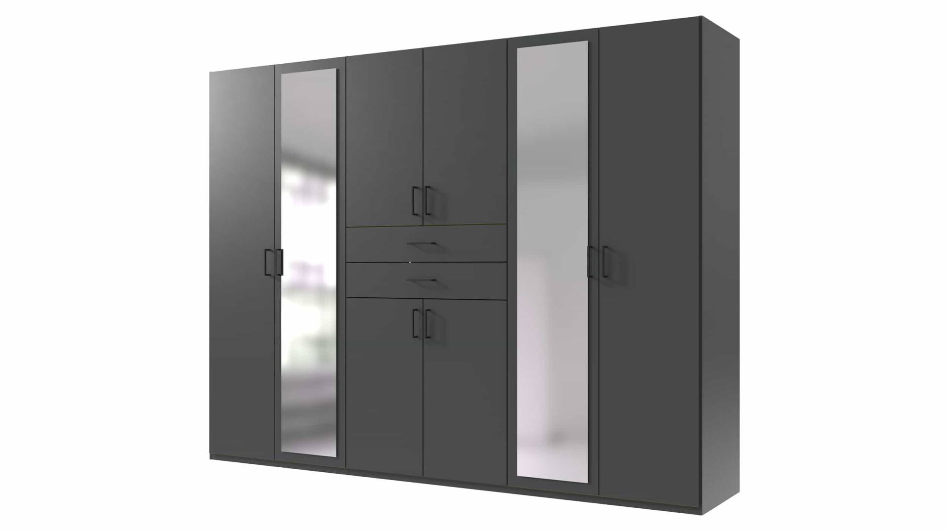 Kleiderschrank mit Spiegel - graphit - 270 cm - DILLINGEN von Die Möbelfundgrube