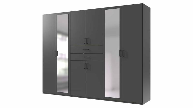 Kleiderschrank mit Spiegel - graphit - 270 cm - DILLINGEN von Die Möbelfundgrube