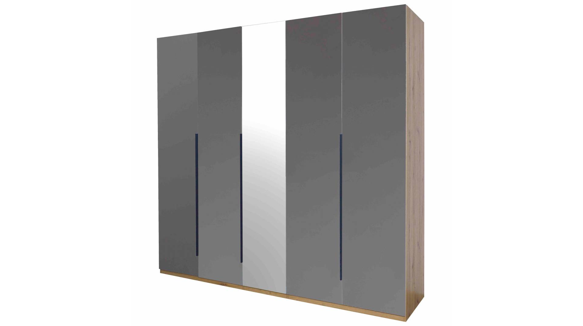 Kleiderschrank mit Spiegel grau hochglanz - Eiche 230 cm - SPOSAMI Kleiderschrank mit Spiegel grau hochglanz - Eiche 230 cm - SPOSAMI von Die Möbelfundgrube