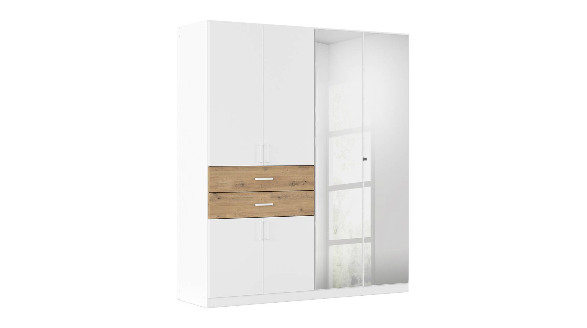Kleiderschrank mit Spiegel - weiß - Eiche - 181 cm - rauch - MAIKA Kleiderschrank mit Spiegel - weiß - Eiche - 181 cm - rauch - MAIKA von Die Möbelfundgrube
