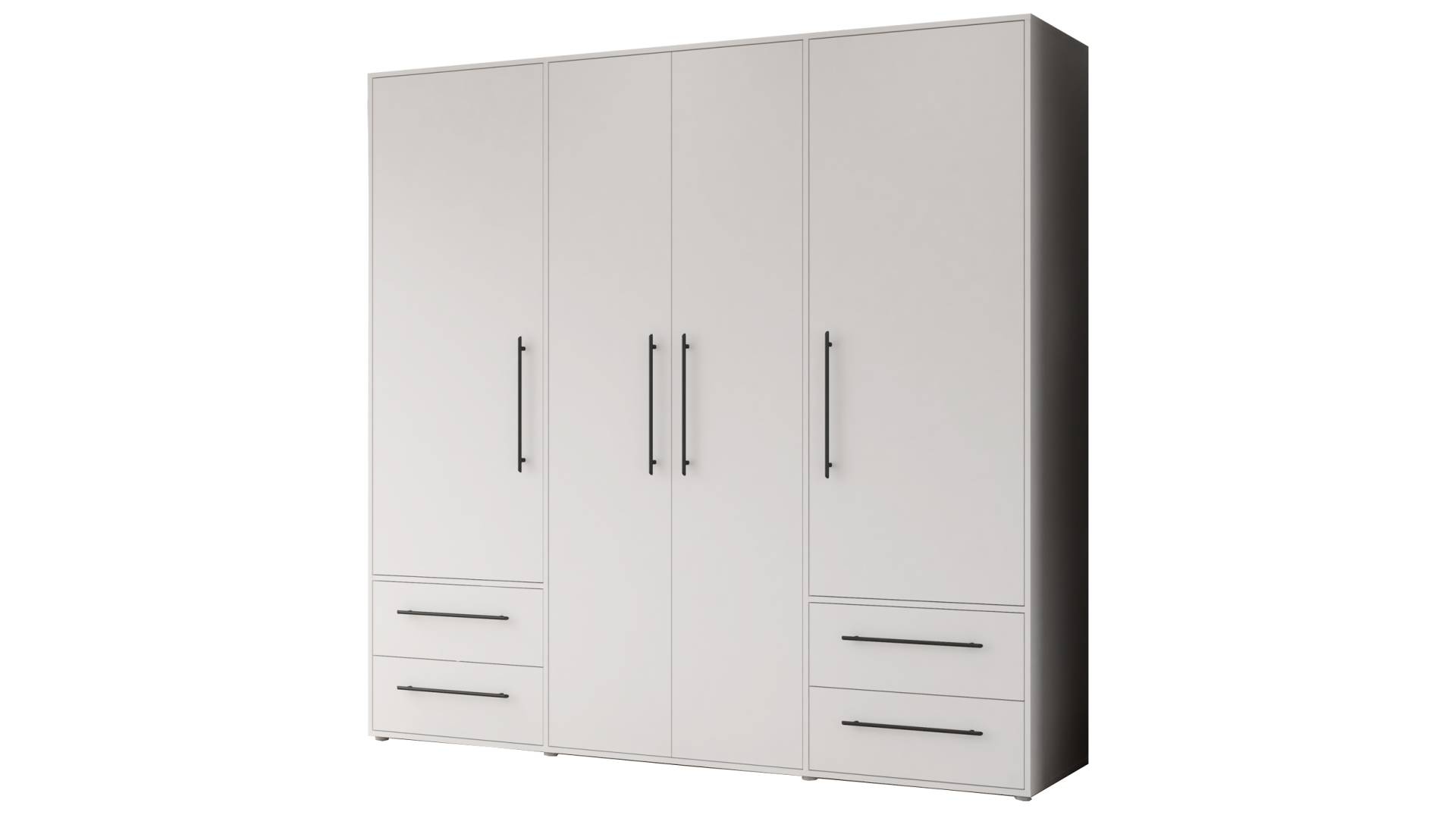 Kleiderschrank weiß - 206 cm - 4 Türen - MOKKARIS von Die Möbelfundgrube