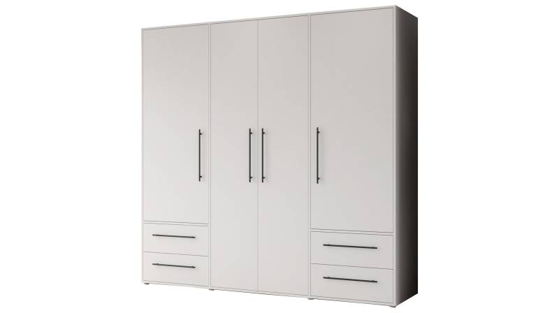 Kleiderschrank weiß - 206 cm - 4 Türen - MOKKARIS von Die Möbelfundgrube