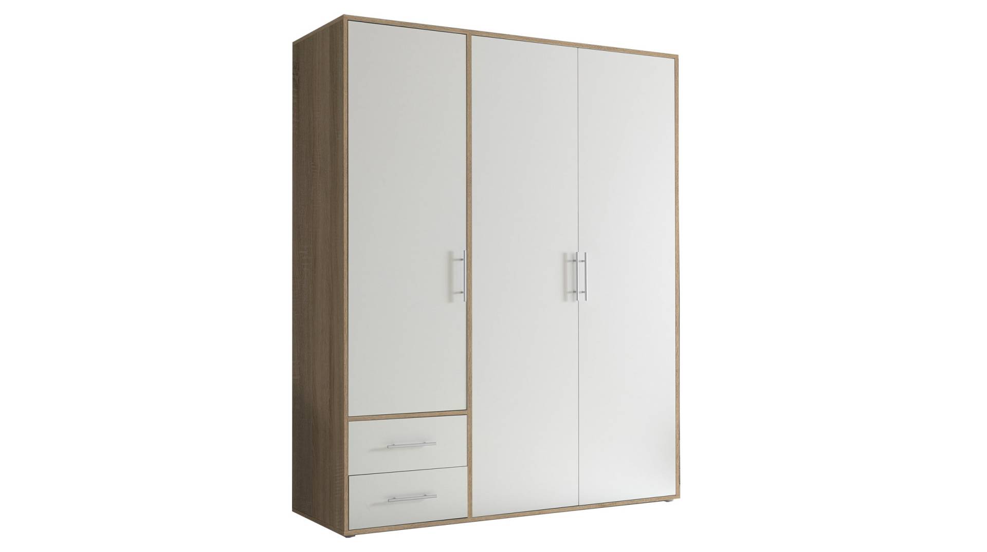 Kleiderschrank weiß - Sonoma Eiche - 155 cm - VALBORG von Die Möbelfundgrube
