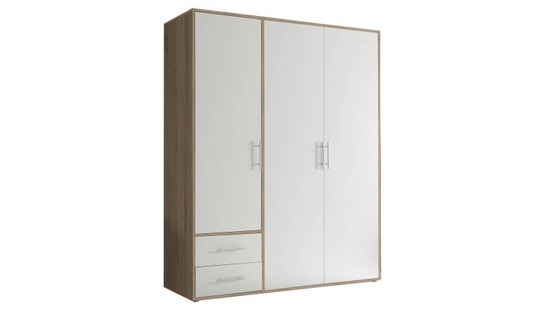 Kleiderschrank weiß - Sonoma Eiche - 155 cm - VALBORG von Die Möbelfundgrube