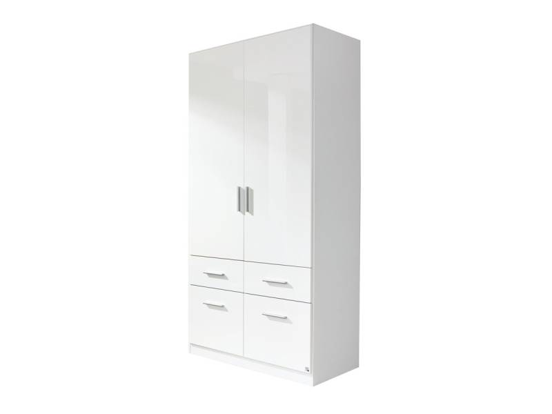 Kleiderschrank weiß hochglanz - rauch - 91 cm - CELLE von Die Möbelfundgrube