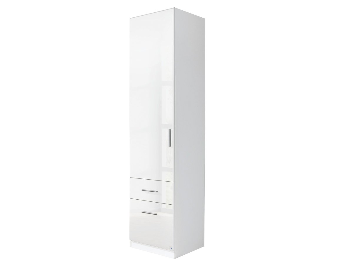 Kleiderschrank weiß hochglanz - rauch - 47 cm - CELLE von Die Möbelfundgrube