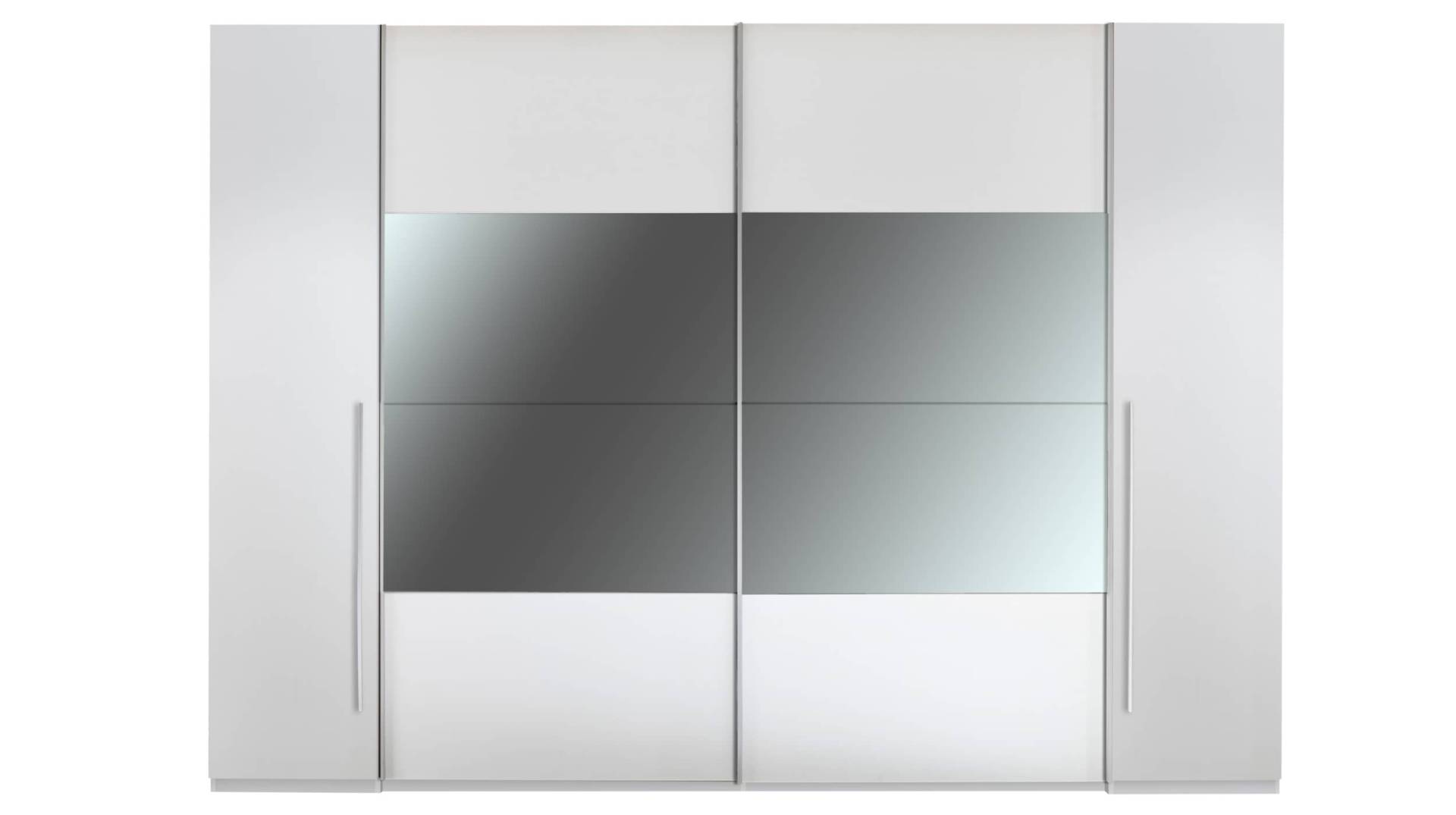 Kleiderschrank weiß mit Spiegel 312 cm 4-türig - MEGA von Die Möbelfundgrube