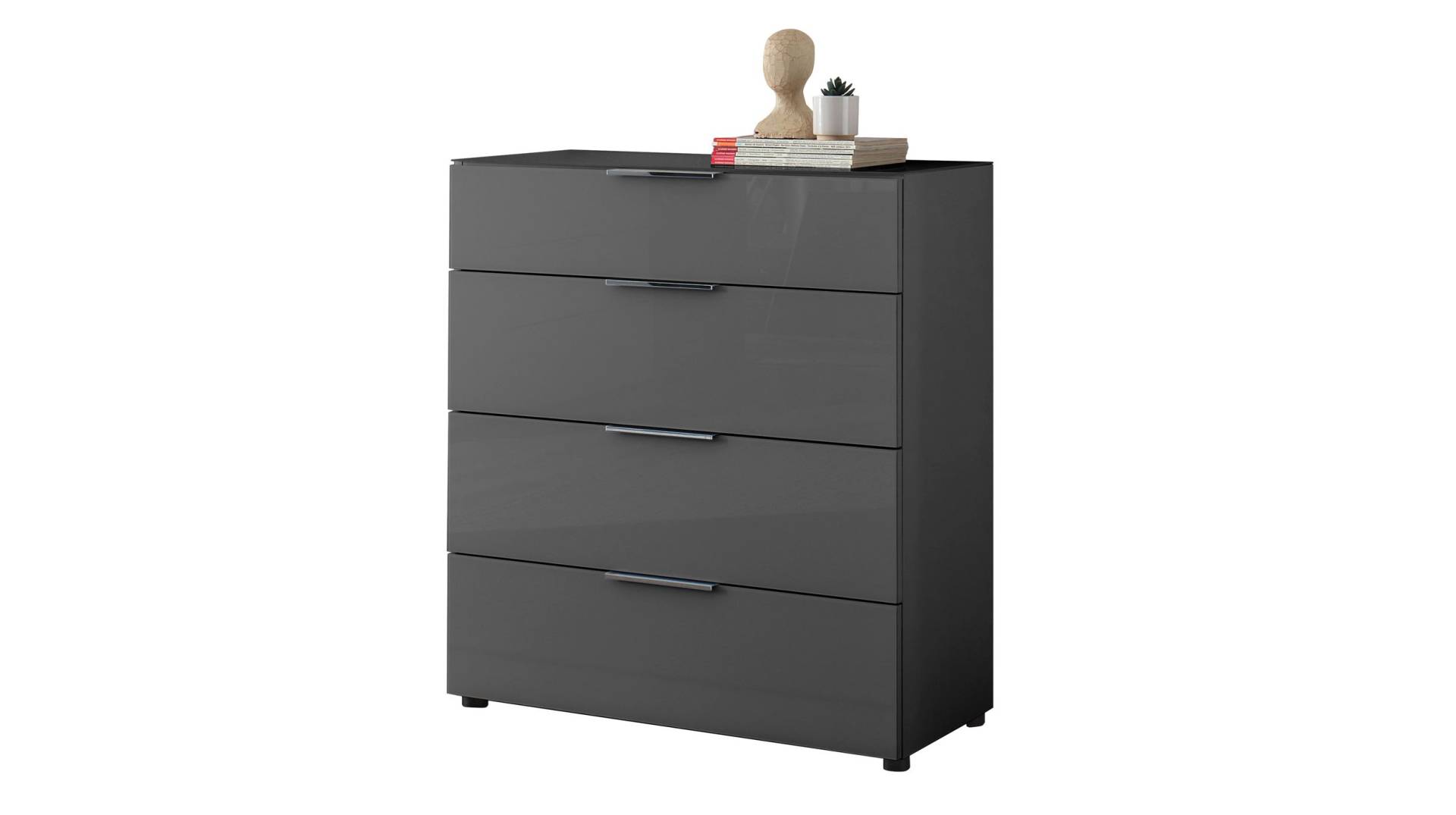 Kommode 4 Schubladen - anthrazit - Glasfront - 90 cm - SANTORIN Kommode 4 Schubladen - anthrazit - Glasfront - 90 cm - SANTORIN von Die Möbelfundgrube