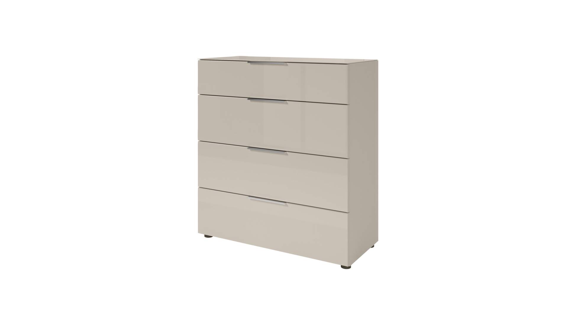 Kommode 4 Schubladen - beige - Glasfront - 90 cm - SANTORIN von Die Möbelfundgrube