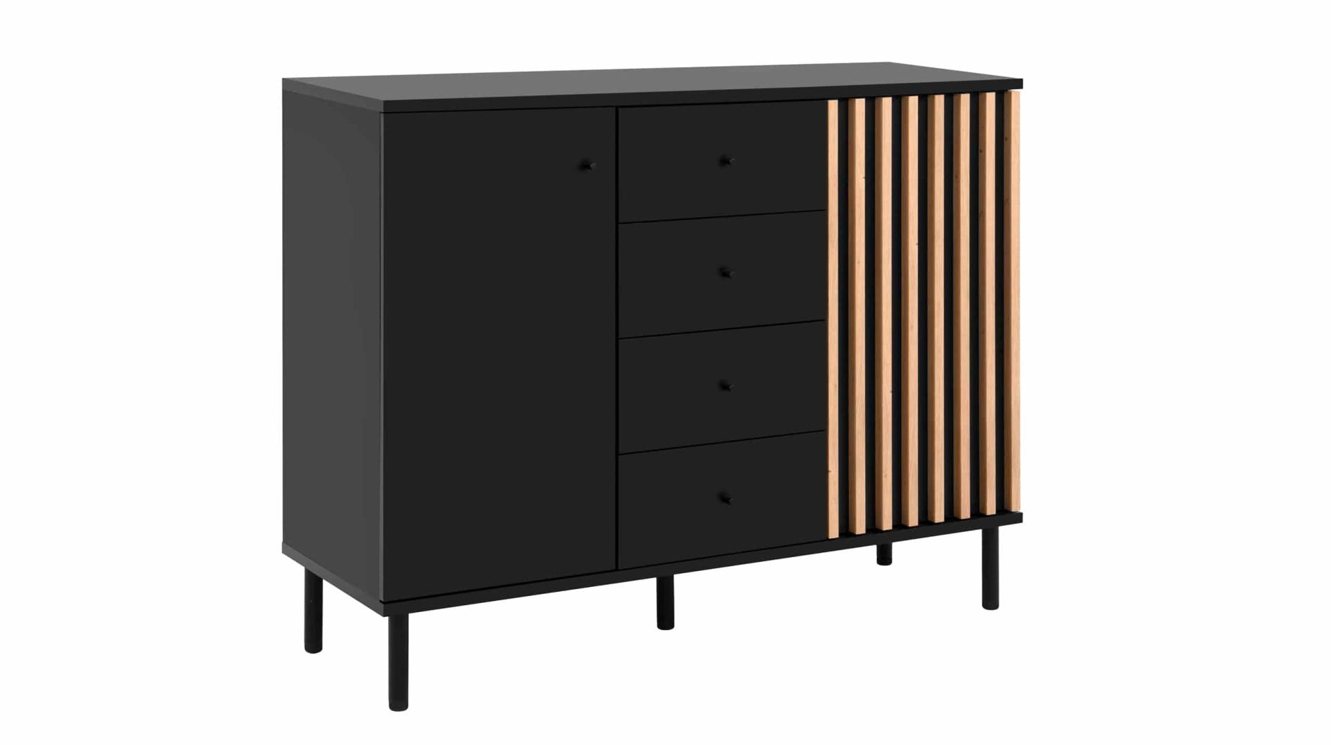 Kommode 4 Schubladen schwarz Artisan Eiche 118 cm - MONZA Kommode 4 Schubladen schwarz Artisan Eiche 118 cm - MONZA von Die Möbelfundgrube