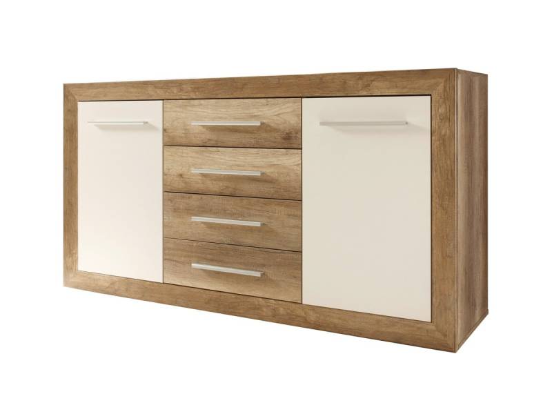 Kommode 4-türig Monument Oak weiß - FERNANDO Kommode 4-türig Monument Oak weiß - FERNANDO von Die Möbelfundgrube