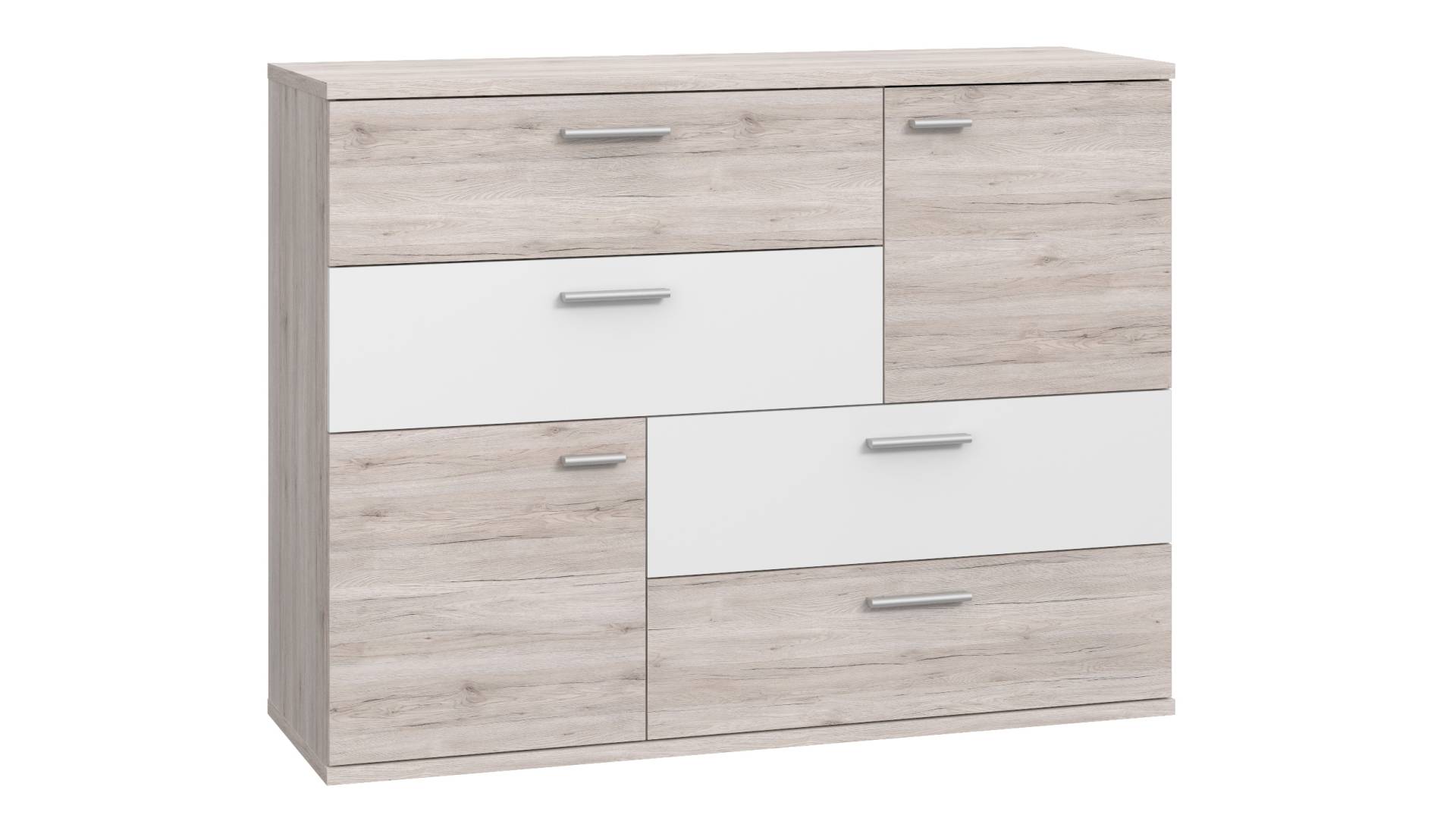 Kommode Sandeiche - weiß 125 cm - SKIVE Kommode Sandeiche - weiß 125 cm - SKIVE von Die Möbelfundgrube
