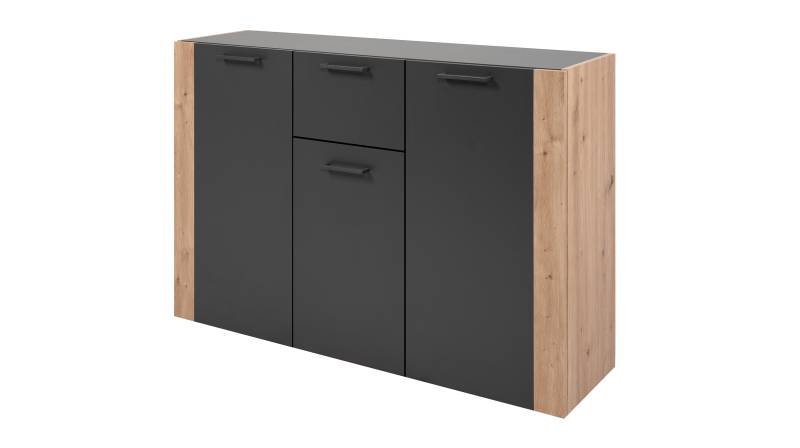Kommode anthrazit Artisan Eiche 3-türig 125 x 35 cm - CENTO Kommode anthrazit Artisan Eiche 3-türig 125 x 35 cm - CENTO von Die Möbelfundgrube