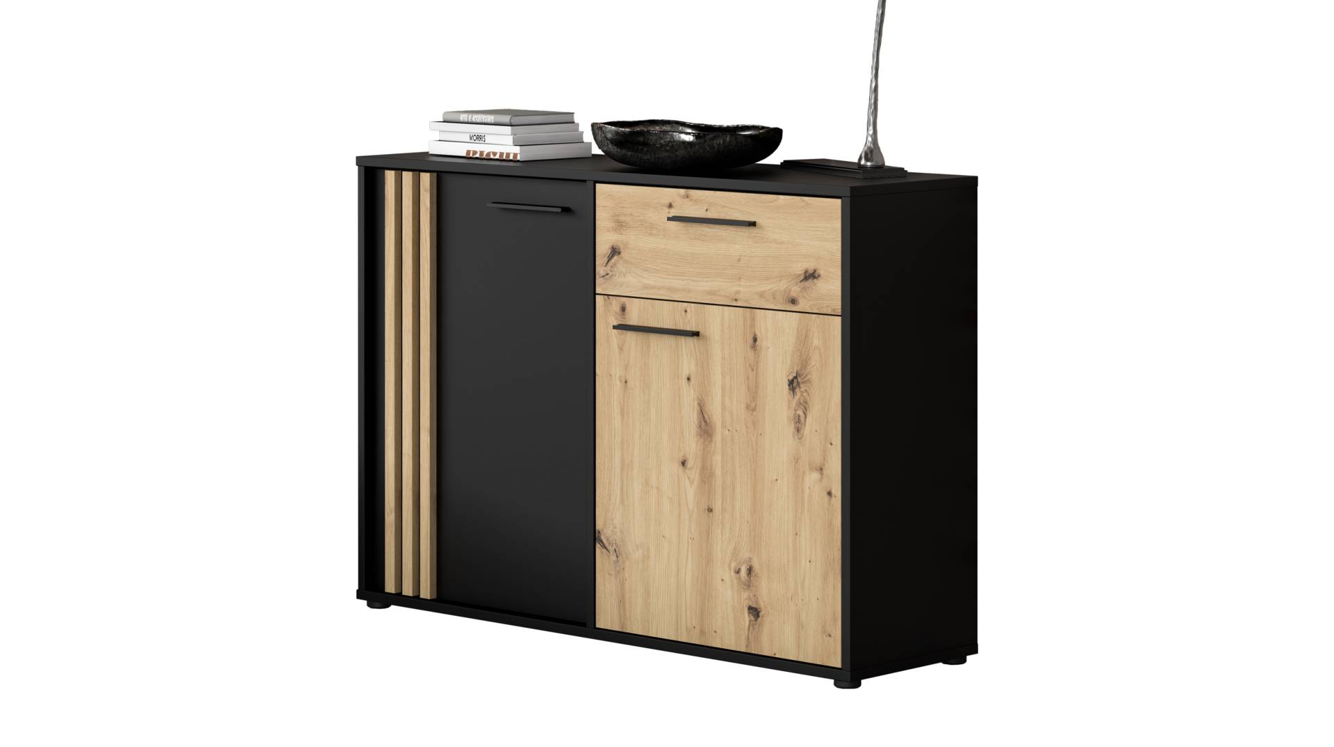Kommode mit 1 Schublade Artisan Eiche - schwarz 115 cm - CARDIGAN Kommode mit 1 Schublade Artisan Eiche - schwarz 115 cm - CARDIGAN von Die Möbelfundgrube
