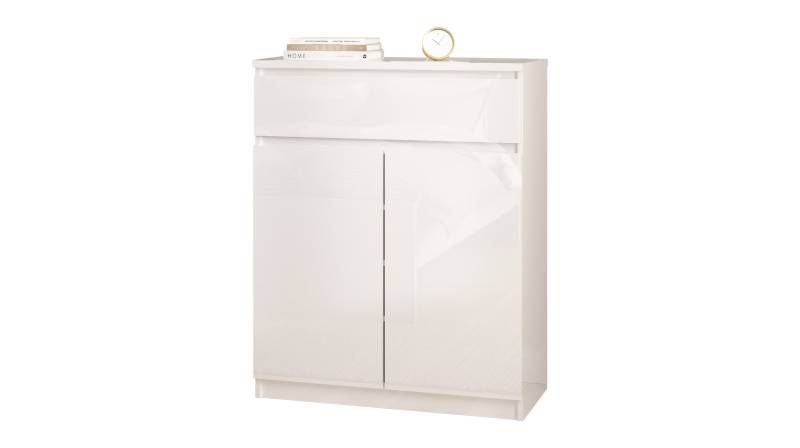 Kommode mit 1 Schublade weiß hochglanz 80 cm - NAIA von Die Möbelfundgrube