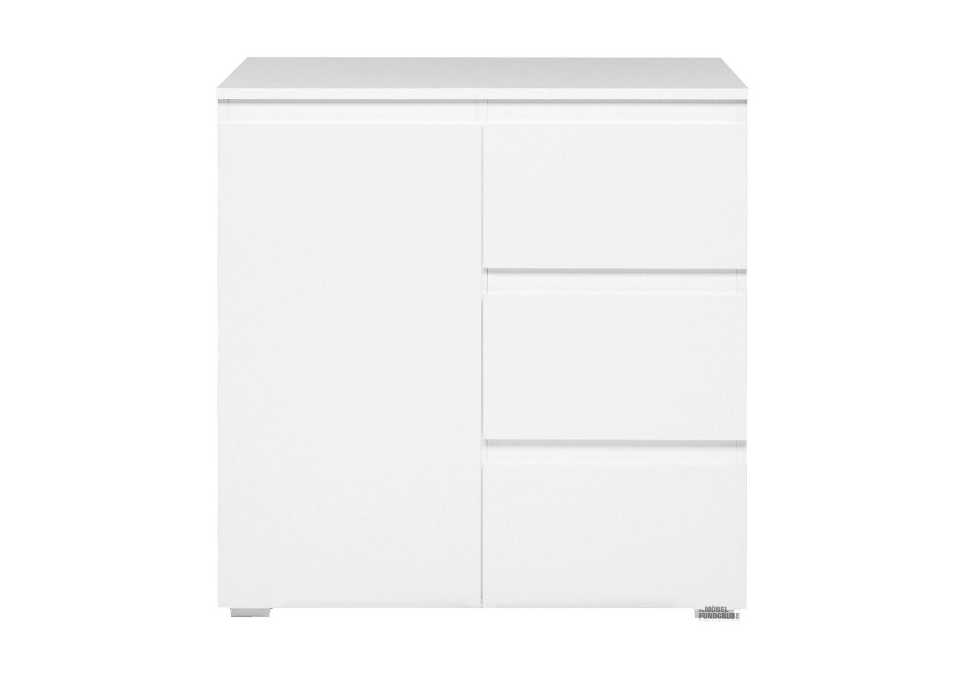 Kommode mit 1 Tür und 3 Schubladen weiß matt 80 cm - IMAGE von Die Möbelfundgrube