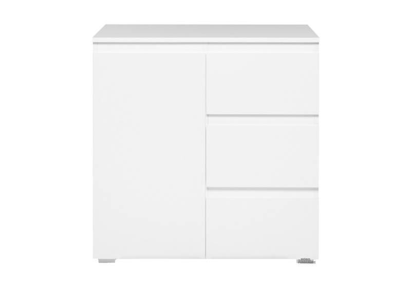 Kommode mit 1 Tür und 3 Schubladen weiß matt 80 cm - IMAGE von Die Möbelfundgrube