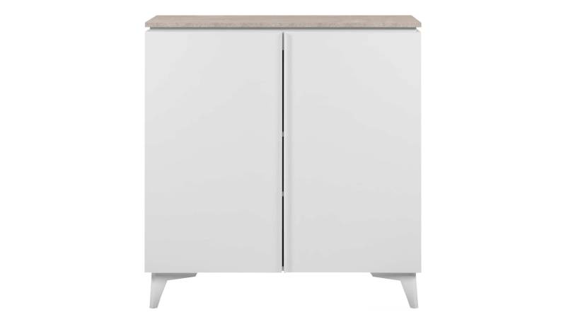 Kommode mit 2 Türen weiß - Sandstein 88 x 92 cm - BERTRIX von Die Möbelfundgrube