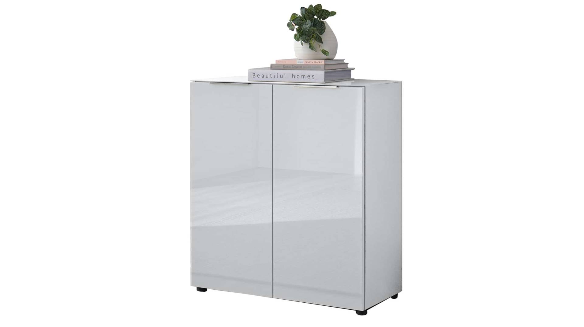 Kommode - weiß - Glasfront - 90 x 40 cm - SANTORIN von Die Möbelfundgrube