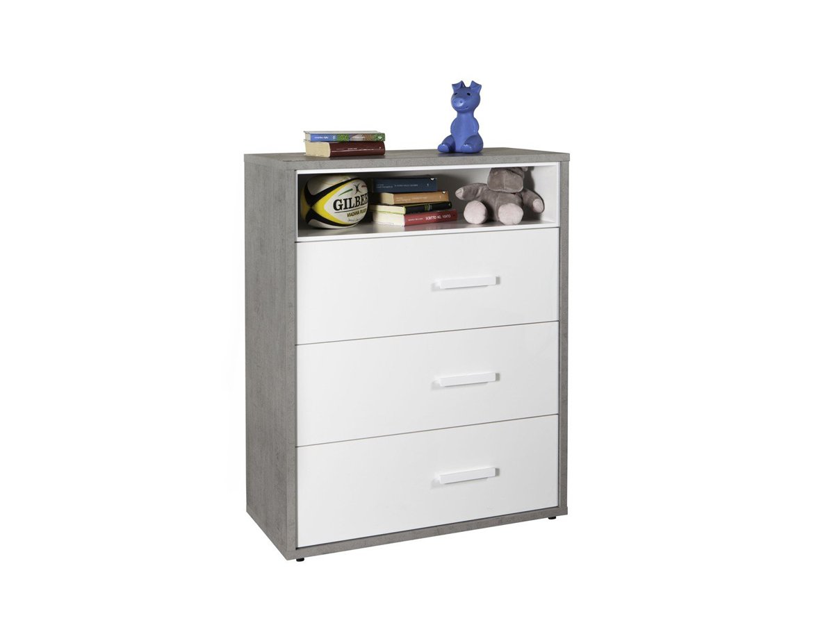 Kommode weiß hochglanz - Betonoptik mit 3 Schubladen 90 cm - MIPIACE Kommode weiß hochglanz - Betonoptik mit 3 Schubladen 90 cm - MIPIACE von Die Möbelfundgrube