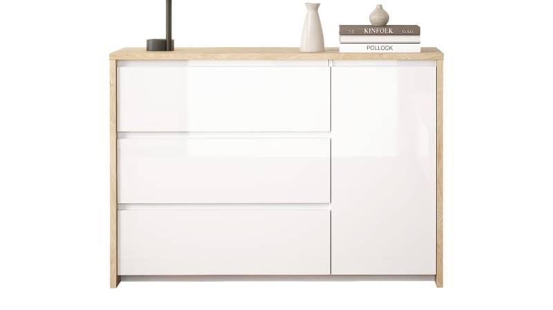 Kommode weiß hochglanz - Jackson Hickory 119 cm x 48 cm - NEXT Kommode weiß hochglanz - Jackson Hickory 119 cm x 48 cm - NEXT von Die Möbelfundgrube