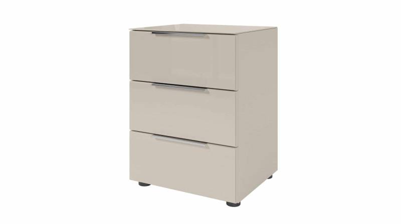 Nachttisch beige - Glasfront - 45 x 40 cm Nachtkommode - SANTORIN von Die Möbelfundgrube